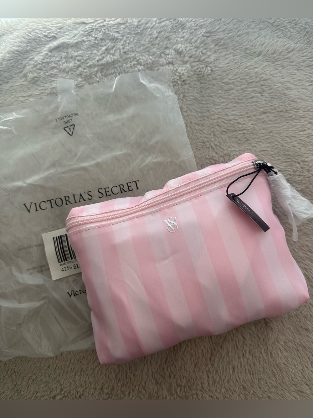 Victoria’s Secret VS Heritage Pink Stripe Packable Tote Bag